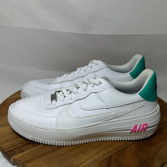 Nike White Air Force 1's Sneakers with Teal and Pink Accents Women's size 9 - Picture 3 of 10